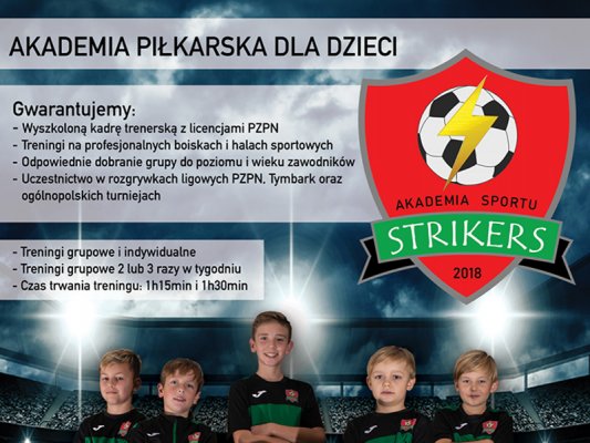 Akademia Sportu Strikers w Grójcu serdecznie zaprasza na treningi piłki nożnej