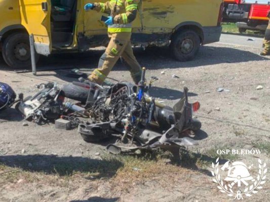 Poważny wypadek w gminie Błędów. Motocyklista trafił do szpitala