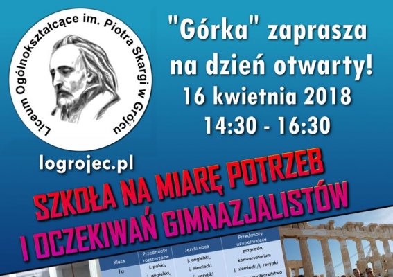Liceum Ogólnokształcące w Grójcu zaprasza na dzień otwarty