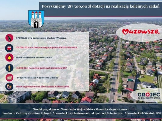 Kolejne dotacje dla gminy od Mazowsza