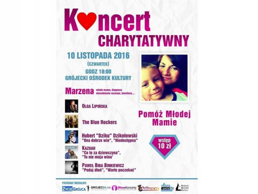 W czwartek koncert charytatywny Pomóż Młodej Mamie! 