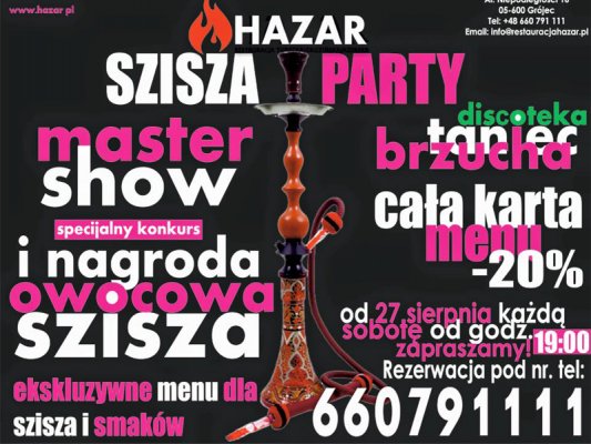 Szisza Party w restauracji Hazar już w najbliższą sobotę!