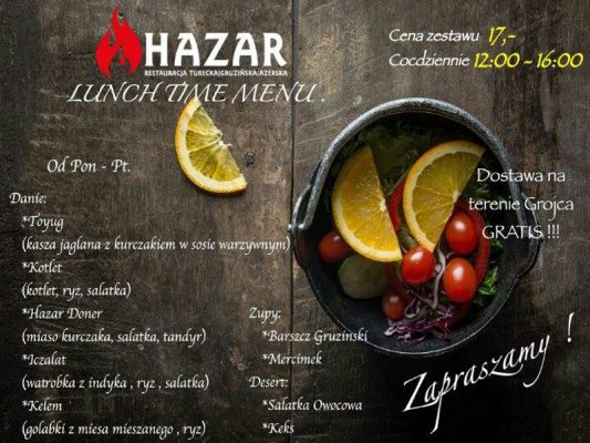 Specjalna oferta obiadowa od restauracji Hazar!