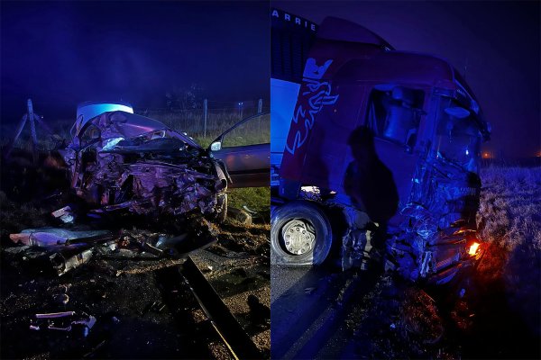 Groźny wypadek na DK50! Opel czołowo zderzył się z ciężarówką