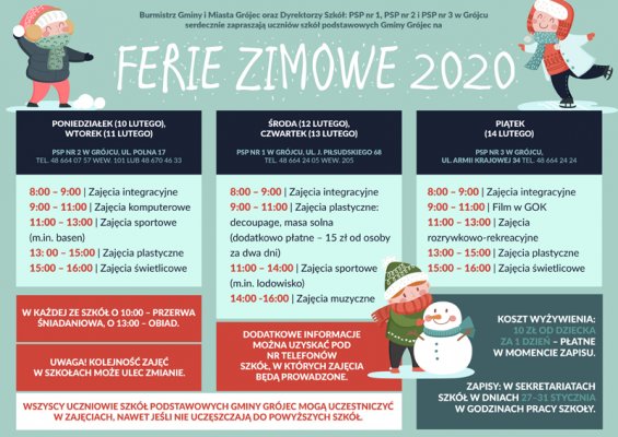 Ferie zimowe 2020 - zapisy przedłużone do 5 lutego