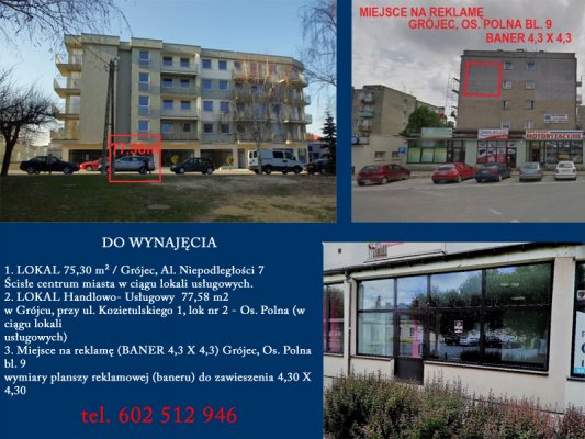 Lokale handlowo - usługowe do wynajęcia w Grójcu