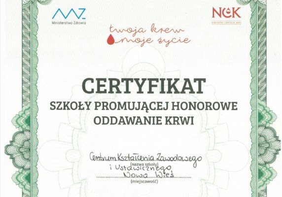 CKZiU w Nowej Wsi promuje Honorowe Oddawanie Krwi  