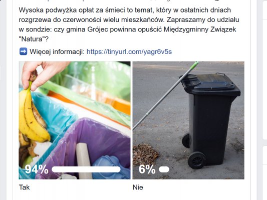 Opłaty za śmieci - wyniki sondy na Facebooku