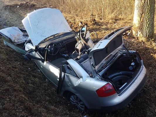 Audi wbiło się w drzewo. Nie żyje młody kierowca