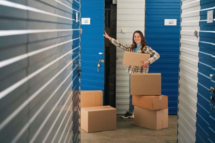 Kobieta w magazynie self storage