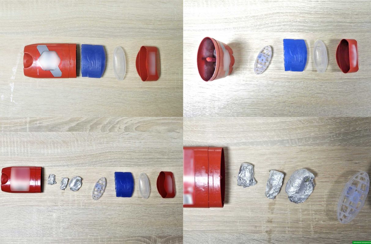 Opakowanie po antyperspirancie i substancje zawinięte w folię aluminiową (fot. nadwislanski.strazgraniczna.pl)
